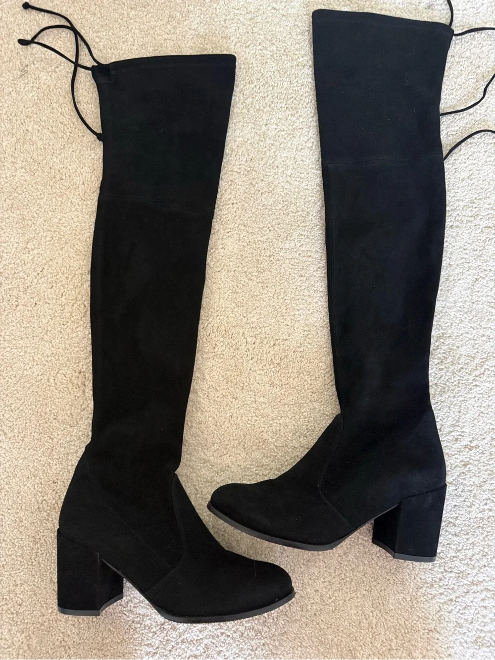 ✅ Stuart Weitzman Over The Knee Boots Tieland in Black Suede